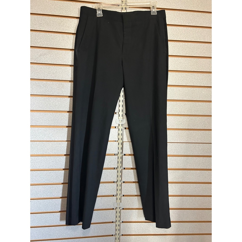 J.Ferrar Mens Slim Fit Tuxedo Pants Black Satin Stripe‎ Dress Trousers 32x32